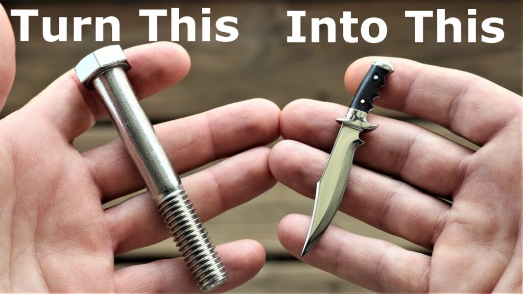 I Turn a Stainless Steel Bolt into a Beautiful little Hunting Knife